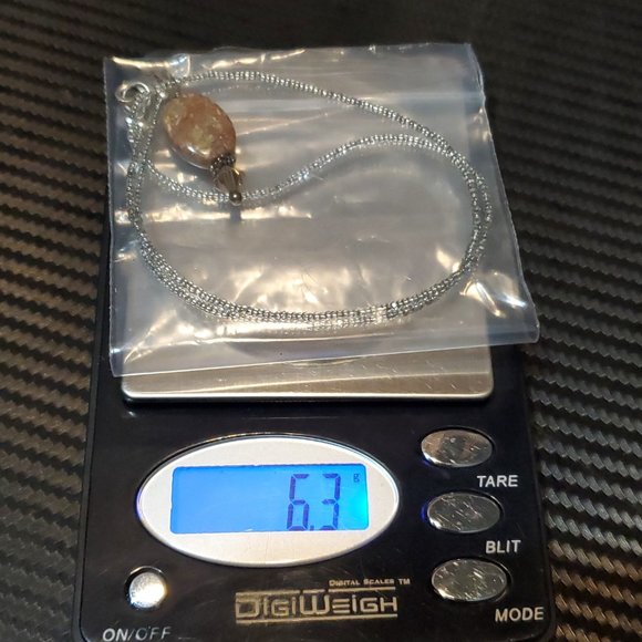 16 Inch 925 Sterling Silver Spotted Brown Stone Beaded Necklace - Picture 7 of 7